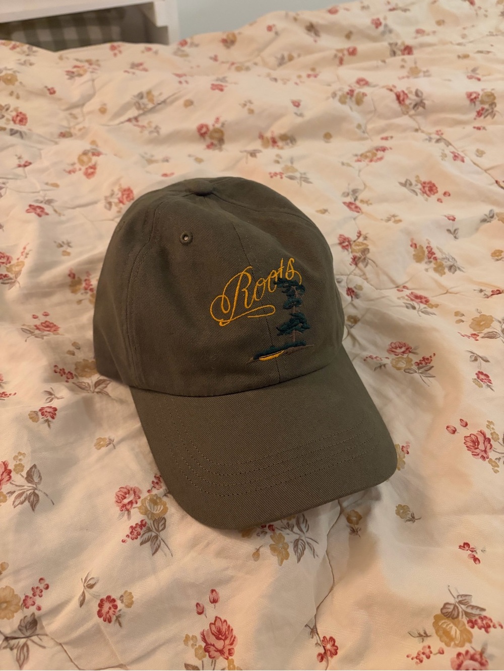 Roots Olive Green Embroidered Baseball Cap